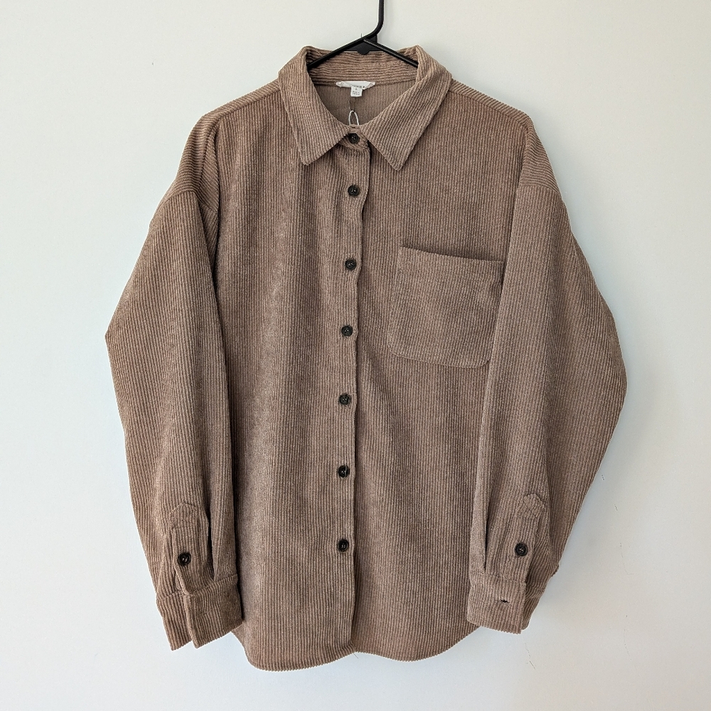 Blu Pepper Tan Ribbed Button Down Top - image 1